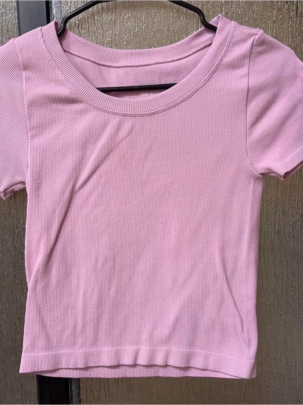 eye candy Light Pink Ribbed Crewneck Crop Top